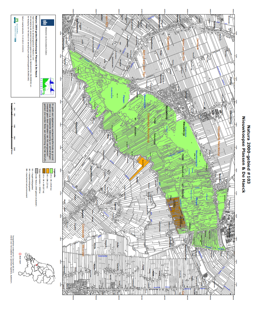 Begrenzing van het Natura 2000-gebied Nieuwkoopse Plassen en De Haeck.