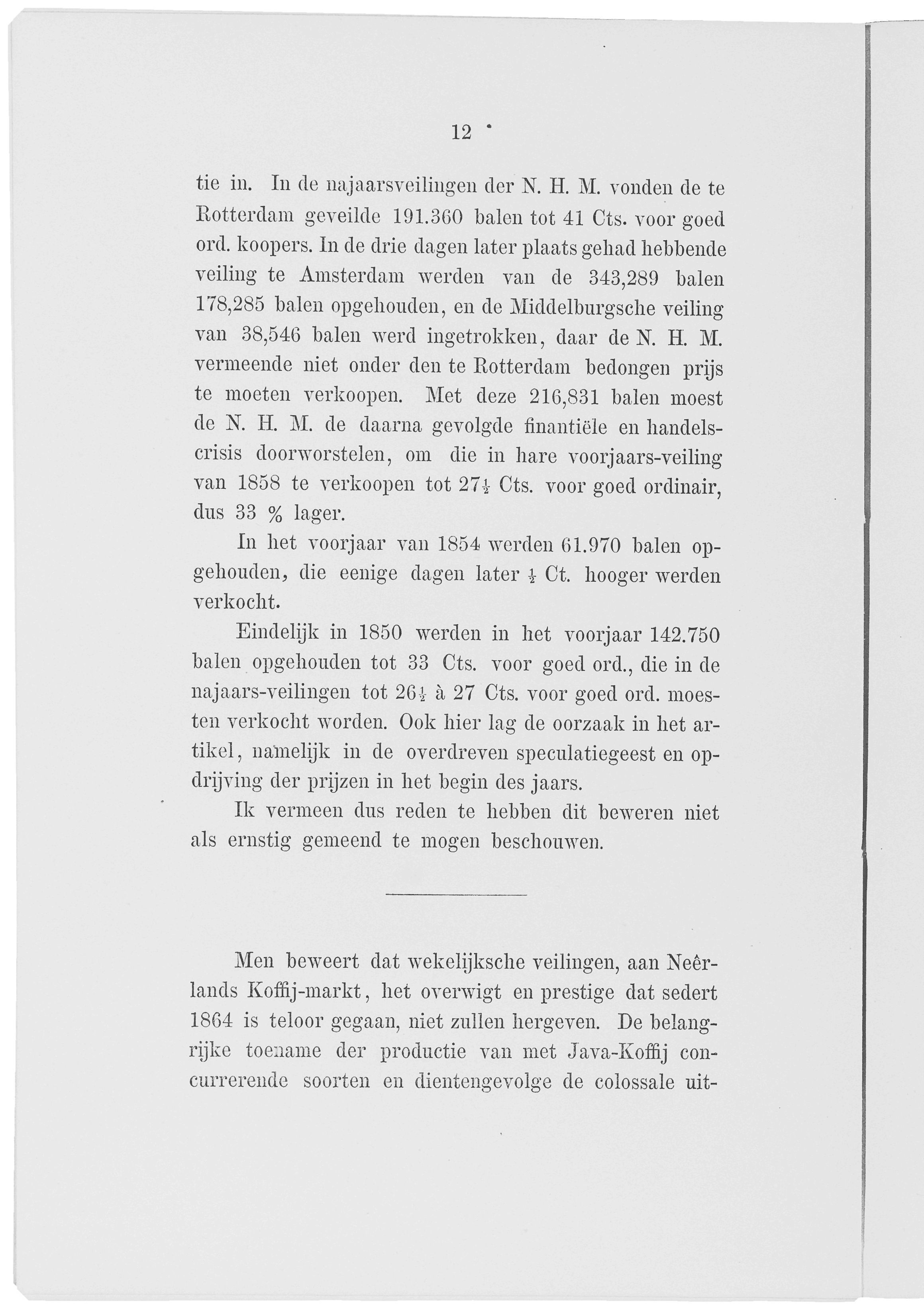 12 tie in. In de nuj a ars veilingen der N. H. M. vonden de te Rotterdam geveilde 191. SCO balen tot 41 Cts. voor goed ord. koopers.