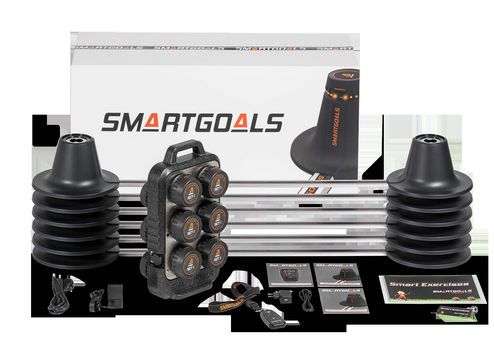 Set SmartGoals SmartGoals worden geleverd in sets van 6 goaltjes. Er zijn 4 verschillende soorten Smartgoals, elk geschikt voor een andere sport: voetbal, hockey, fitness en bewegingsonderwijs.