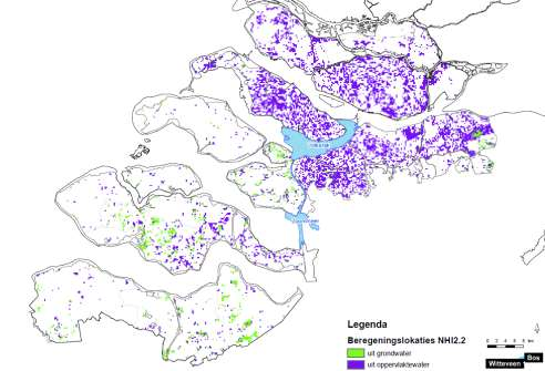 Beregening Een overzicht van de beregeningslocaties zoals die zijn opgenomen in het NHI 2.2 is weergegeven in de onderstaande afbeelding.