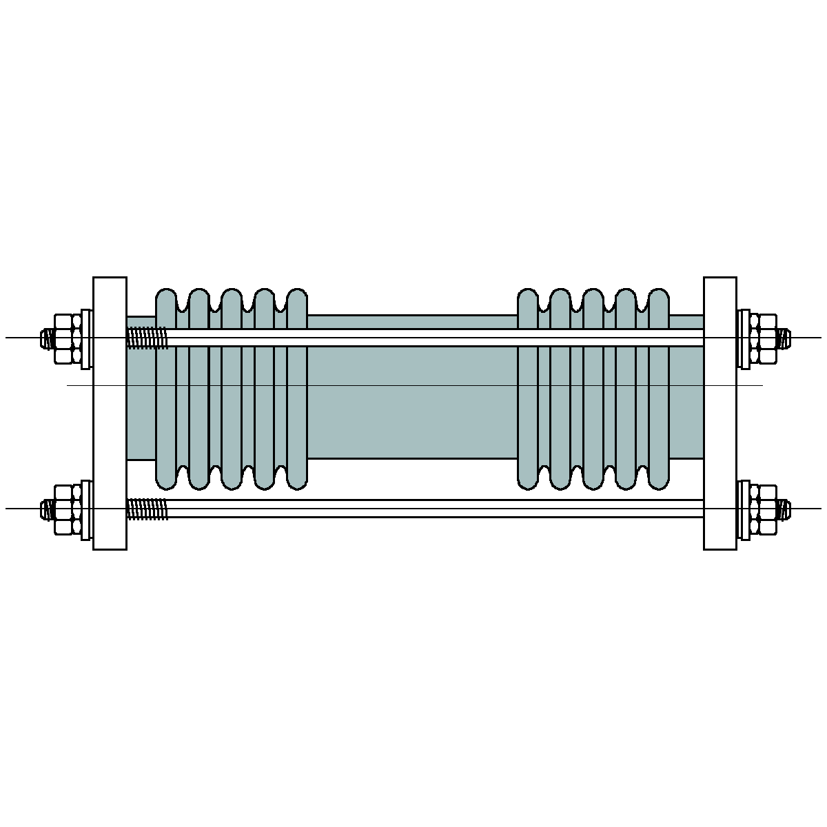 Materiaal Staal of RVS. c. Flenseinden Voor elke balg zijn flenzen beschikbaar. Zowel standaard-flenzen (ASA, DIN, BS, enz.) als op maat gemaakte flenzen kunnen worden geleverd.