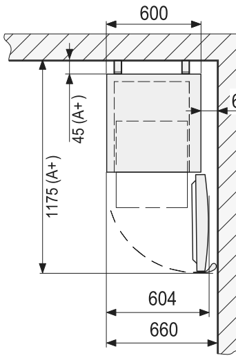 2 Houd een afstand aan van minimaal 10 cm tussen de bovenkant van het apparaat en voorwerpen die zich daarboven bevinden (bijv. een kastje).