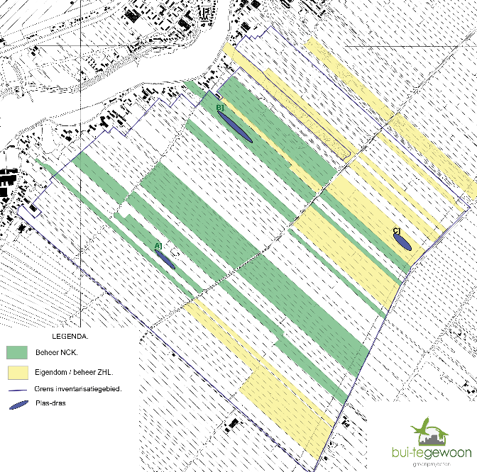 Daarnaast worden de plas-drassen 55a- ZHL (K) en 100a-ZHL (E) als combinatie van greppel- en vestigingsplas-dras beoordeeld. De ligging van de plas-dras percelen is weergegeven in figuur 6.