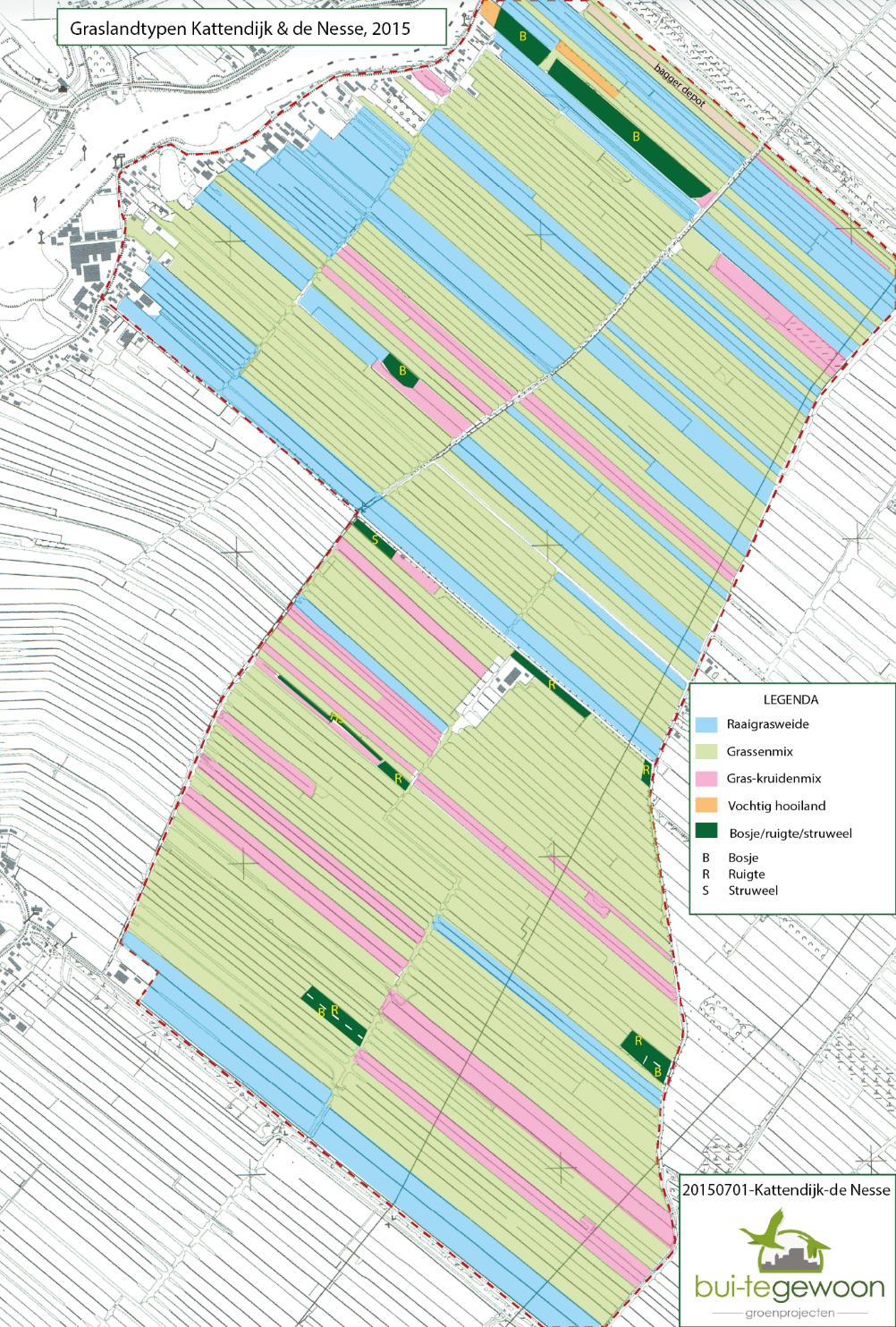 5.9.2. De Nesse. Polder de Nesse heeft een vrij homogene graslandsamenstelling. Op meer dan 80% van de percelen is sprake van een grassenmixtype.