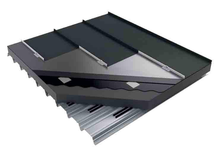 VMZ Joint debout toiture chaude et compacte verre cellulaire (CG) VMZ Staande naad/felsnaad warmdak op cellenglasisolatie (compact dak) 6 5 3 4 2 1 Composition de la toiture 1 Finition intérieure 2
