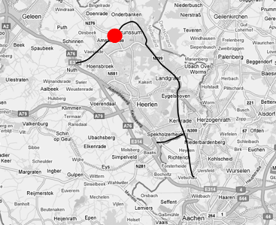 Afbeelding 14 Schematische afbeelding en ligging Buitenring N276 noordelijk om Brunssum N276 alternatief 1.1-1.