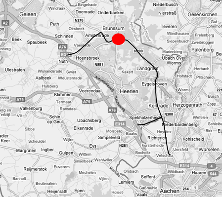 Buitenring Rimburgerweg (zuidelijk om Brunssum) De capaciteitsberekening laat zien dat er geen grote knelpunten zijn op de toe- en afritten.