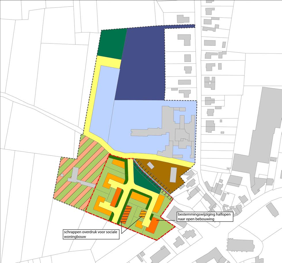 RUP Gedeeltelijke herziening BPA Onderdale Ursel Legende contour RUP contour BPA Onderdale Ursel Bestemmingen BPA Onderdale Ursel zone voor open bebouwing zone voor halfopen bebouwing zone voor