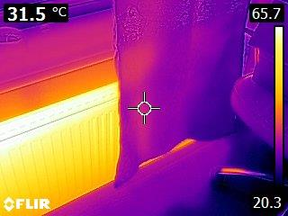 De temperatuur van de radiatoren in de woning die werden verwarmd hadden een temperatuur van