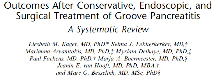 De selected reading van deze maand is een systematisch review naar groove pancreatitis.