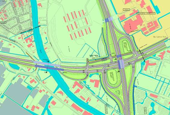 Door de verplaatsing van de oprit naar Den Haag van het noordwest kwadrant naar het zuidwest kwadrant, kan de afrit vanuit het noorden dichter bij de A44 worden geplaatst.