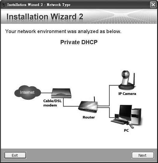 Zodra het netwerk is geanalyseerd, klikt u op de knop Volgende zodat het programma kan doorgaan. Installation Wizard 2 3.