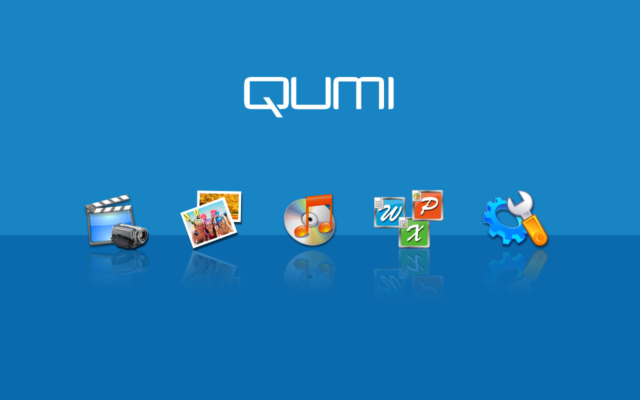 Hoofdstuk 3 Qumi mediasuite Overzicht De Qumi-mediastuie is ontworpen om u gemakkelijk toegang te bieden tot uw bestanden vanaf een geïnstalleerde microsd-kaart of USB-station.