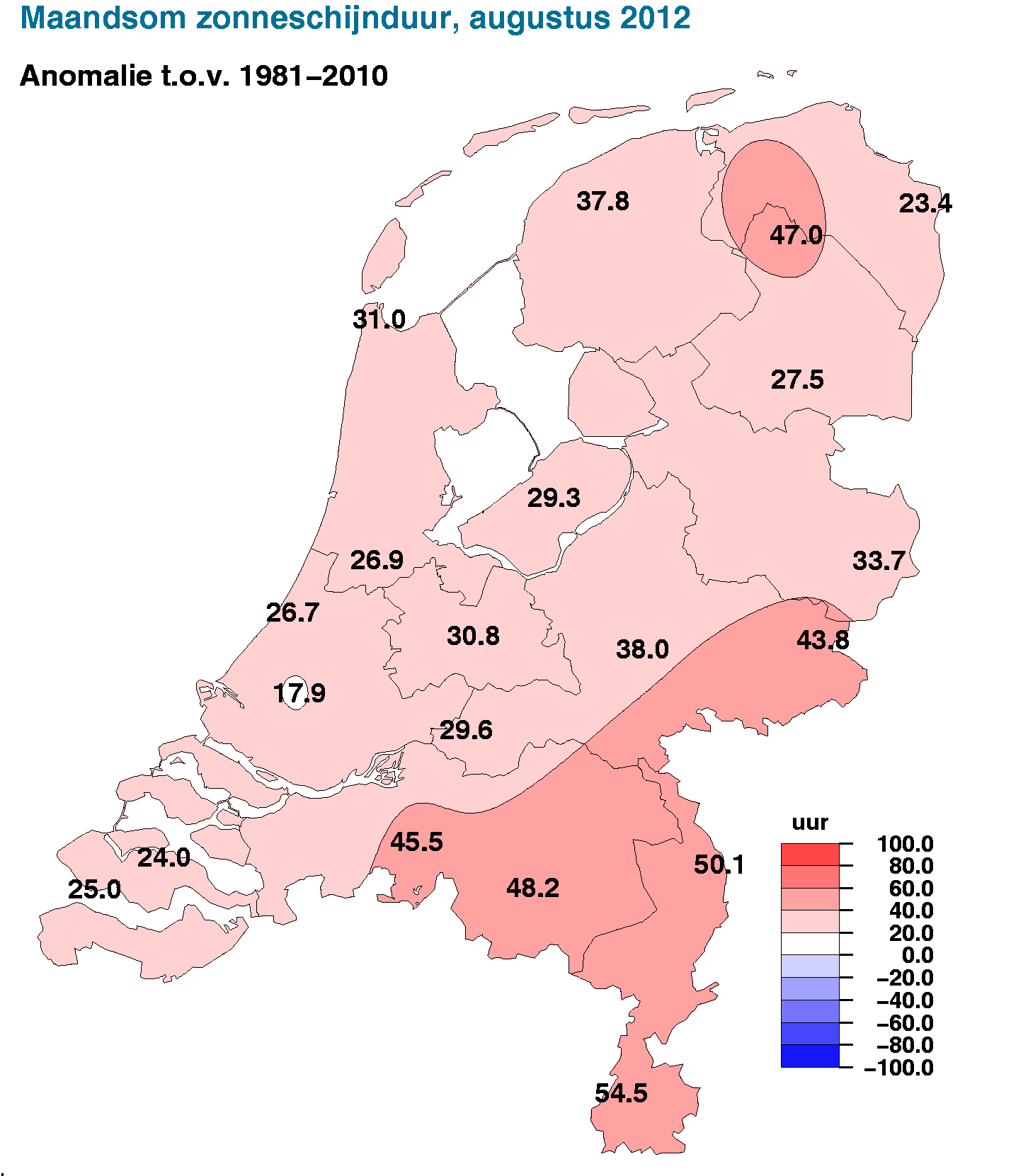 NB. De kaarten zijn gebaseerd op een automatische interpolatie van gegevens van