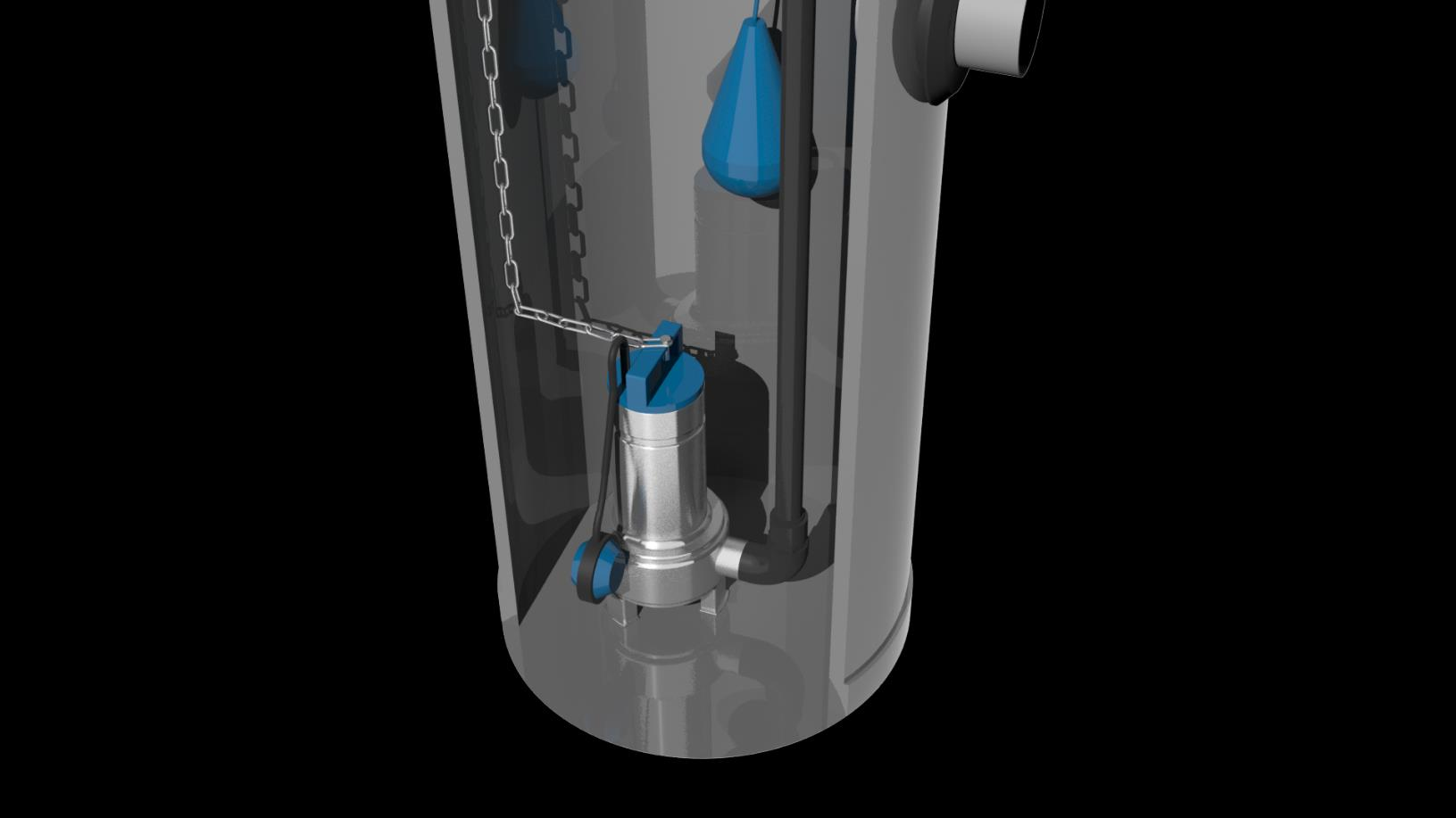 2. Influent pompput Overpompen afvalwater naar BelleAqua Axylit. Controle door PLC-sturing.