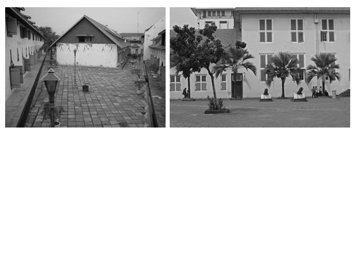 Oude pakhuizen van de VOC in het tegenwoordige Jakarta Het oude stadhuis van Batavia en kantoor