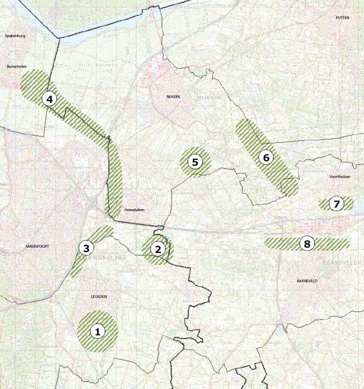 7. + 8. Landschappelijke bufferzone In de ruimtelijke visie van Barneveld staan deze gebieden opgenomen als Landschappelijke bufferzone.