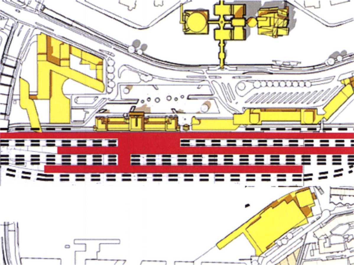 Afbeelding 7: Huidige spoor- en perronconfiguratie Hoofdstation Groningen Hieronder (afbeelding 8) is de toekomstige spoorconfiguratie op het Hoofdstation