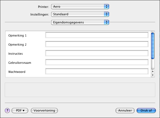 Kies de Fiery EXP8000/50 bij Stel in voor. 3 Selecteer de pagina-instellingen voor uw afdruktaak. 4 Klik op OK.