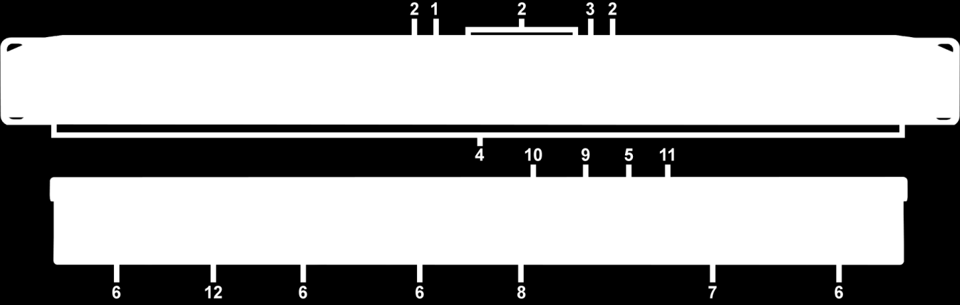 2) LED-indicatielampjes Voorpaneel 3) Knop Pieptoon uit Voorpaneel 4) Harde-schijfladen Voorpaneel 5) USB-poorten Achterpaneel 6) Ventilatoren Achterpaneel 7) esata-poort Achterpaneel De