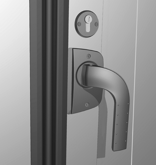 Sloten 1.3.2.1 Grendelbout Het standaard cremone slot heeft een handgreep aan de binnenzijde en kan de deur op slot doen zonder sleutel.