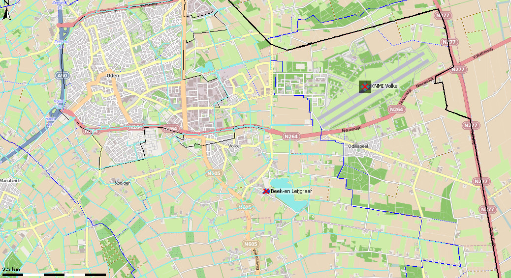 Afbeelding 6. Ligging KNMI station Volkel (print screen van FEWS met open streetmap) 450 400 cum. pote