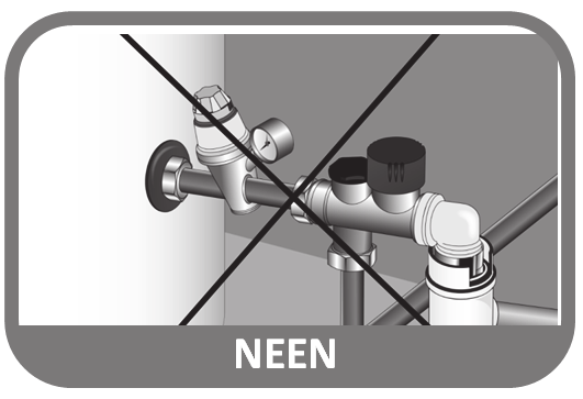 Presentatie van het product Installatie Gebruik Onderhoud, service en reparaties Opdat er water kan vloeien uit de afvoerpijp van de drukontlastingsinrichting, moet de