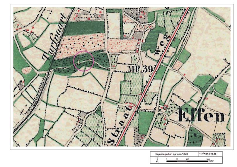 Afb. 5 Ten zuiden van het plangebied (rood omcirkeld) heeft een lokale weg