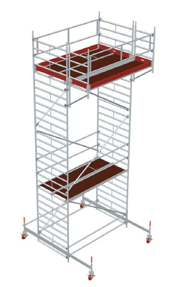 Tussen het platform op de console en het platform in de rolsteiger wordt een console tussenvlonder aangebracht die ervoor zorgt dat de gehele vloer dicht en vlak is.