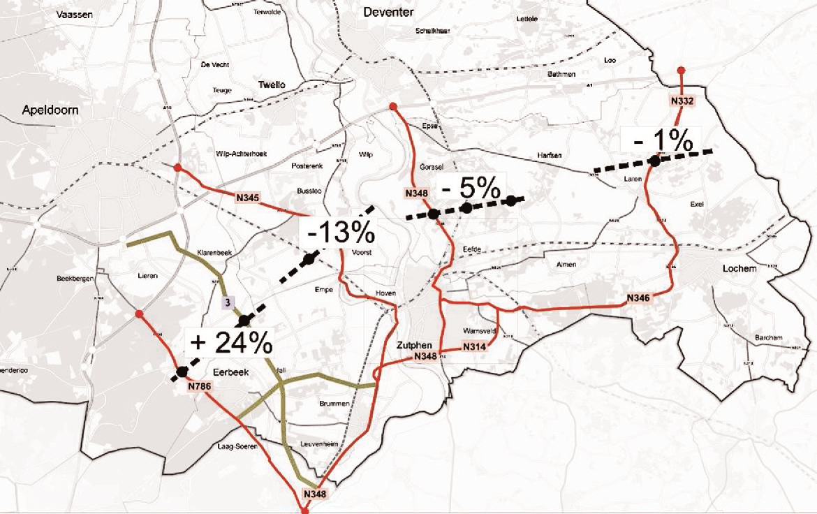 gerechtvaardigd dat deze wegennetvariant verkeer aantrekt dat anders buiten het studiegebied zijn weg had gezocht.