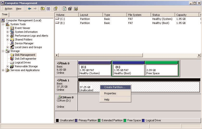 Windows 2000 en Windows XP Het formatterings- en partitioneringsproces van een drive op een computer met besturingssysteem Windows 2000 of Windows XP bestaat uit twee stappen: (1) een handtekening op