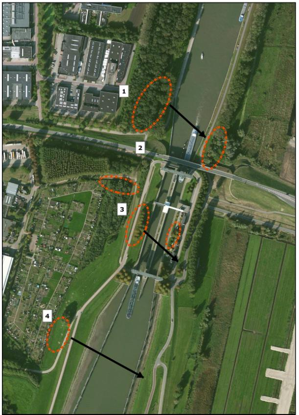 A B Figuur 9 Oversteeklocaties van gewone dwergvleermuizen.