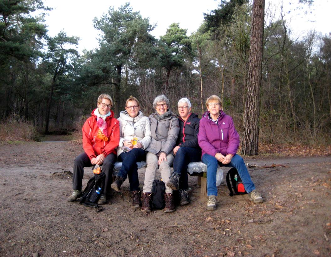 Tineke Verkuijlen Beste fietsmaten, Op woensdag 11 januari ben ik verrast door mijn fietsmaatjes Han, Lies, Marjan en Ria om een heerlijke wandeling te maken in het groenrijke gebied van Herperduin.