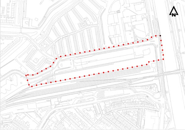 Het plangebied woningen Bergerhof noordelijke entree station begrenzing van het plangbied Bestemmingplan Stationsgebied Kantoorontwikkeling - Noordzijde 1- stationsentree 2- fietsenstalling 3-