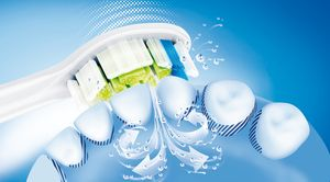 Kenmerken Sonische technologie Intuïtieve druksensor Spoelt vloeistof tussen de tanden en langs het tandvlees voor een