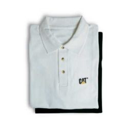 91/76/1250 45/46 Poloshirt wit Cat logo op borst