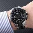 Chronografisch Renault Sport horloge Stalen kast en armband. Vouwgesp. Mineraalglas.