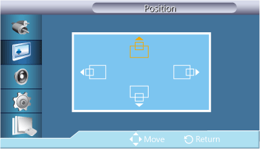 Het LCD-scherm aanpassen Position Hiermee kunt u de plaats van het scherm horizontaal en verticaal aanpassen.