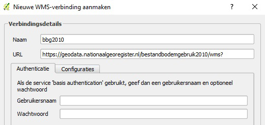 op voor de verbinding en kopieer uit het NGR de WMS internetlink