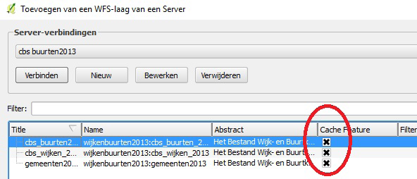 &request=getcapabilities&service=w FS (zie stap 2) Voor de open CBS geodata zijn bij het tabblad configuraties geen aparte wachtwoorden en instellingen van toepassing.