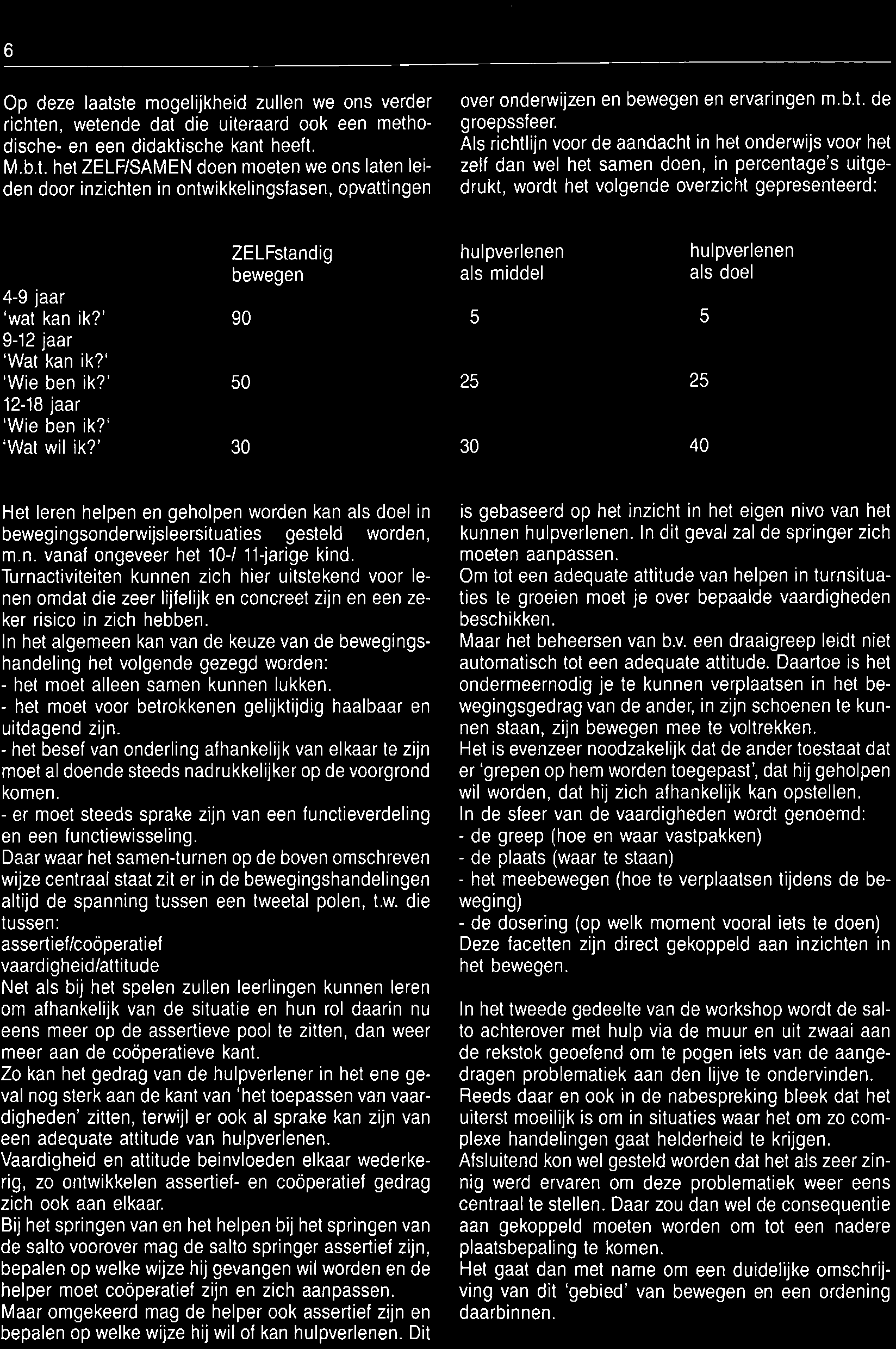 Dit is gebaseerd op het inzicht in hel eigen nivo van het kunnen hulpverlenen. In dit geval zal de springer zich moeten aanpassen.