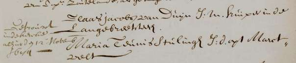 Maria Theunisdr. STULING, ged. Nieuwe kerk te Delft 26-3-1662, begr. de Lier 11-4-1749, ondertr. Delft 28-10-1684; tr.