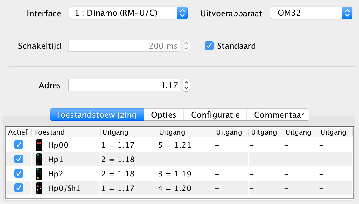 Bij de keuze voor aspecten bij de OC32 zijn er twee mogelijkheden: De klassieke OC32 aspect met één of meer adressen beginnend bij één voor oudere firmware en de nieuwe OC32X aspect 29 die geen