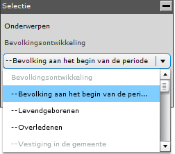 Stap 4 Selecteer een van de tabellen, de informatie staat nu in het menu van de kaart middels een dropdown menu kunt zelf het onderwerp en periode kiezen Wilt u een andere tabel met onderwerpen