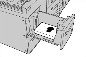 3. Papier plaatsen 2. Plaats het papier en lijn de rand ervan uit tegen de linkerrand van de lade, met de zijde waarop u wilt kopiëren of afdrukken naar boven.