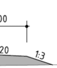 +22,00 m. Dee berm ligt onder een afschot van 1:20 en is in totaal 17 m breed.