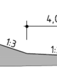 De kruin dient 6,10 m breed te zijn in verband met het  De taluds hebben een helling van 1:3.