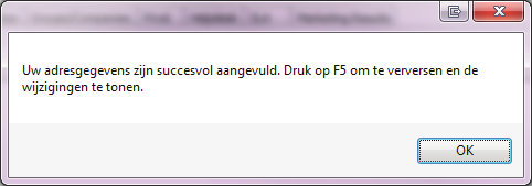 Als de adresgegevens behorend bij de ingevulde postcode en huisnummer combinatie gevonden zijn, krijgt u hierna deze