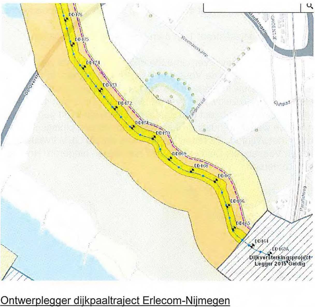 Gemeente Nijmegen Projectmanagement en Ruimtelijke Kwaliteit Ruimtelijke Planvorming 3 \ \ Ontwerplegger dijkpaaltraject Erlecom-Nijmegen De gemeente Nijmegen constateert dat in dit gebied de