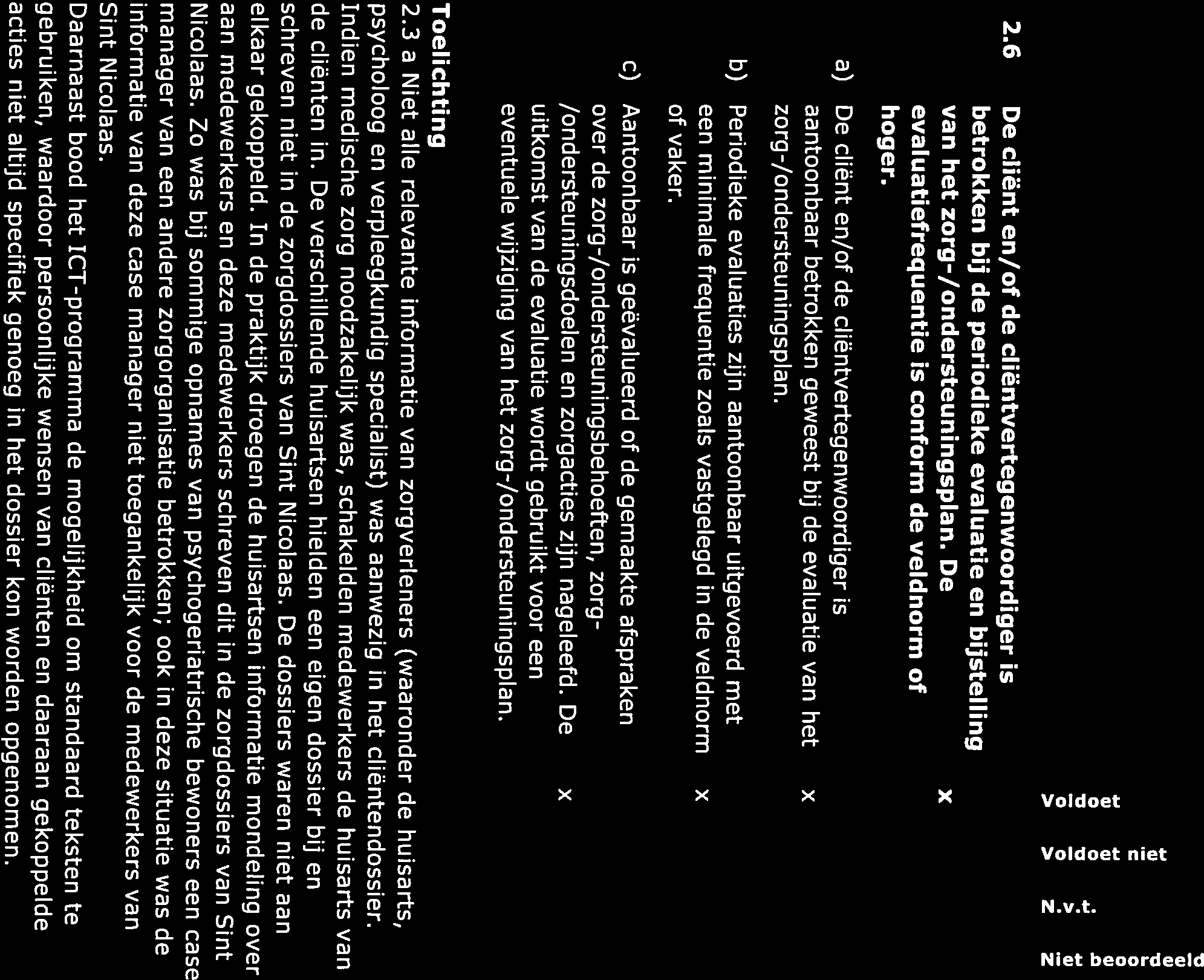 betrokken bij de periodieke evaluatie en bijstelling 2.6 De cliënt en/of de cliëntvertegenwoordiger is.. > 5) 5) 4., 5) 5) 5) o o.. > > z z schreven niet in de zorgdossiers van Sint Nicolaas.